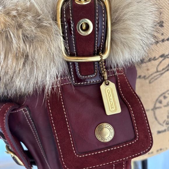 Coach Legacy Handbag with Fur trim - Picture 3 of 5